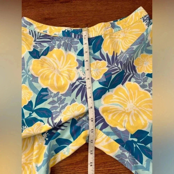 Lilly Pulitzer Blue and Yellow Floral Cropped Capri Pants Sz8 - Picture 7 of 9